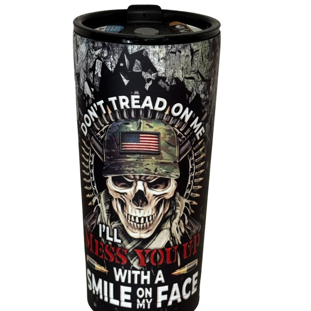 TAG Gear 20oz S/S Tumbler Built in Straw Sublimation-Printed “Don’t Tread On Me”